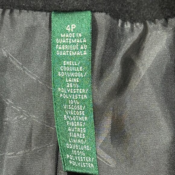Lauren Ralph Lauren Black Pea Coat Blazer Wool Blend Winter 4P - Picture 5 of 10